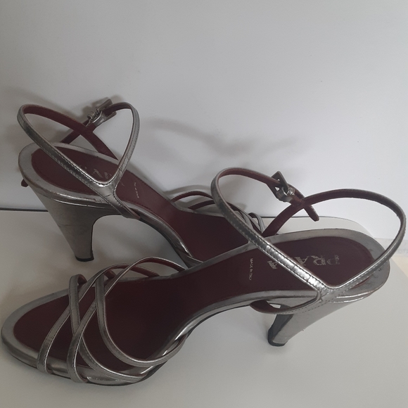 Prada heels metallic shoes sz 40 - Picture 4 of 12
